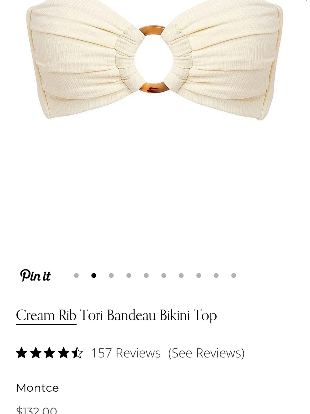 Montce Cream Rib Tori Bandeau Bikini Top